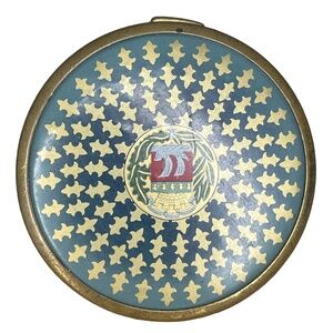 Vintage COTY New York Compact Pressed Air Spun Powder Rachel Nacre Paris Gold Tn